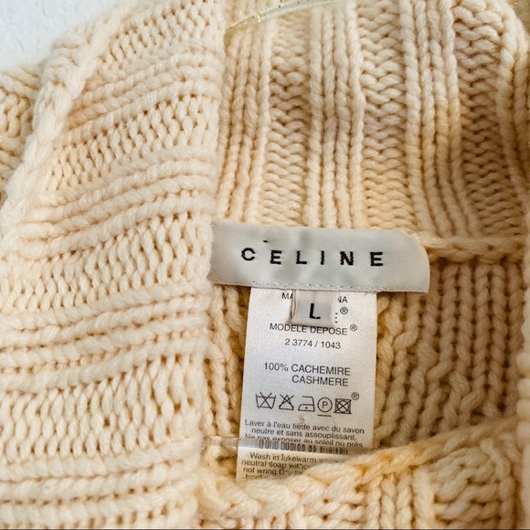 Celine cable knit pompom cashmere sweater Large - Picture 3 of 5